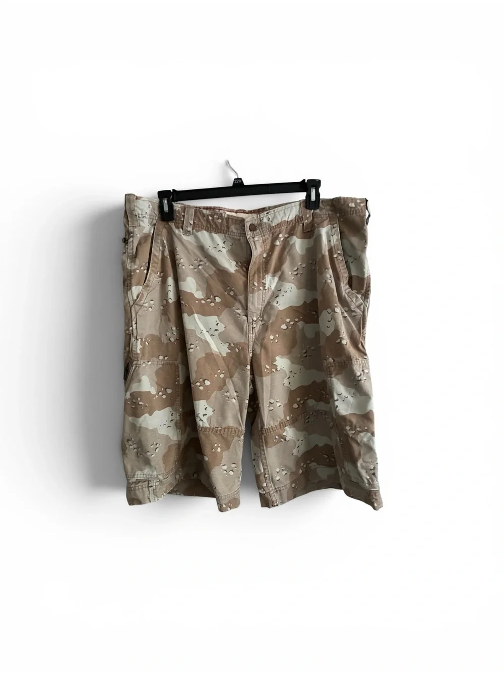 Men's Khaki Camo Swim Board Shorts - Quick-Dry Cargo Trunks
